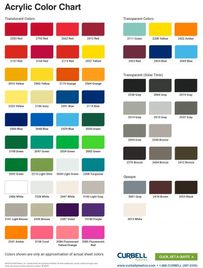 Acrylic Color Chart - Sign Source USA